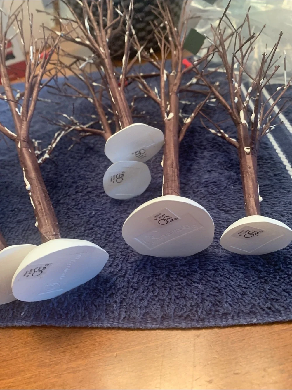 Department 56 set of 6 bare branch trees with cardinal accents